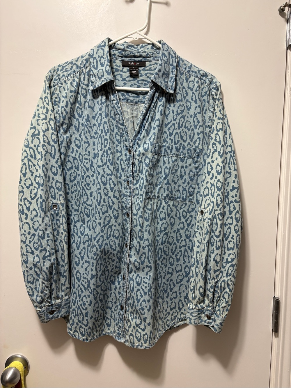 Blue Leopard-Print Denim Shirt Style & Co.